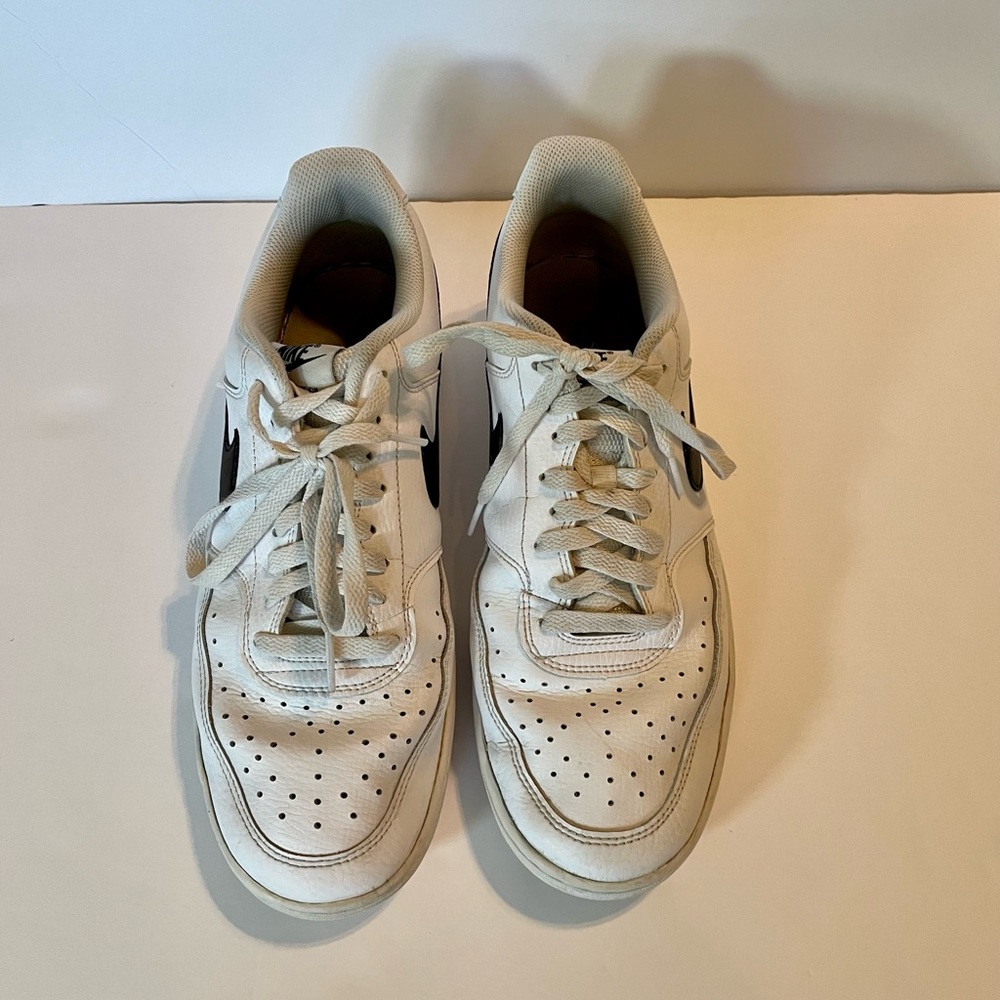 Nike Court Vision Low CD5463-101 Mens Sz 10.5 Casual Shoes White Black Logo - Picture 5 of 8
